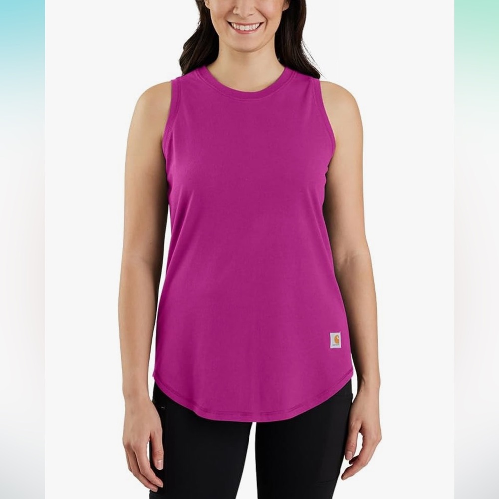 Carhartt Force Relaxed Fit Mid-weight Sleeveless Tank, Magenta Pink, XS